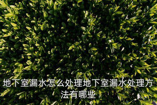 地下室漏水怎么處理地下室漏水處理方法有哪些