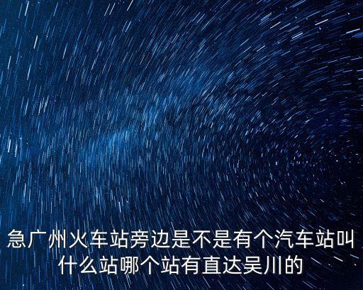 急廣州火車站旁邊是不是有個汽車站叫什么站哪個站有直達吳川的