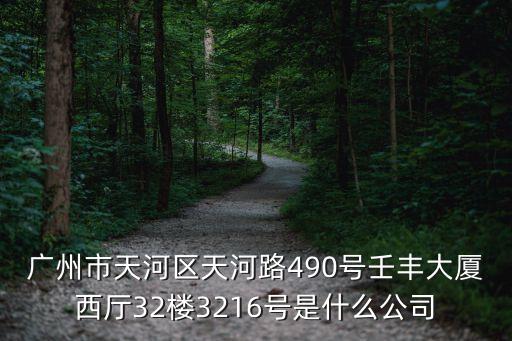 廣州市天河區(qū)天河路490號壬豐大廈西廳32樓3216號是什么公司
