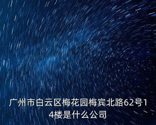 廣州市白云區梅花園梅賓北路62號14樓是什么公司