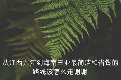 從江西九江到海南三亞最簡潔和省錢的路線該怎么走謝謝