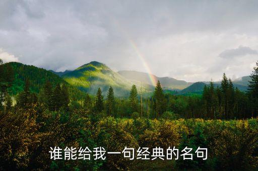 誰能給我一句經典的名句