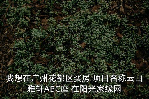 我想在廣州花都區買房 項目名稱云山雅軒ABC座 在陽光家緣網