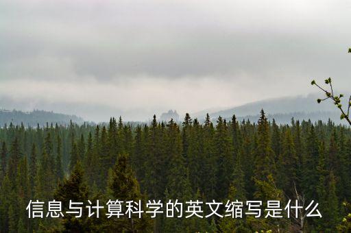 信息與計算科學的英文縮寫是什么