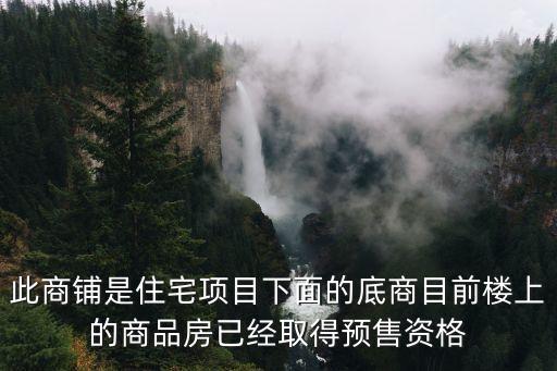 此商鋪是住宅項目下面的底商目前樓上的商品房已經取得預售資格