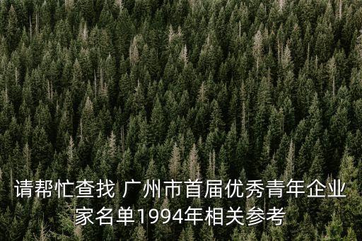 廣州白云區青年企業家代表，請幫忙查找 廣州市首屆優秀青年企業家名單1994年相關參考