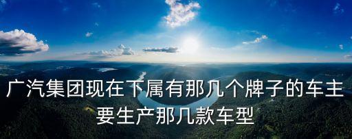 廣汽集團現在下屬有那幾個牌子的車主要生產那幾款車型
