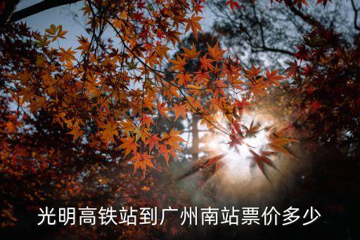 深圳光明到廣州南高鐵票，光明高鐵站到廣州南站票價多少