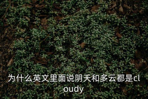 為什么英文里面說陰天和多云都是cloudy