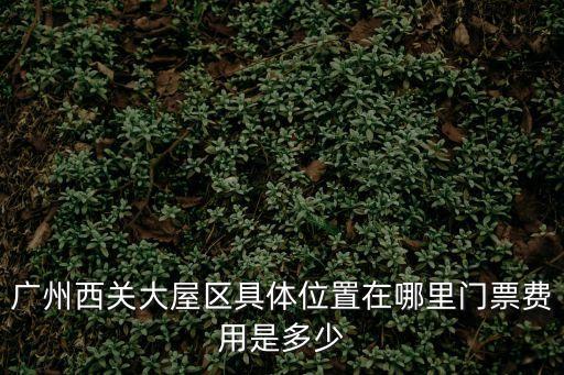 廣州西關大屋區具體位置在哪里門票費用是多少