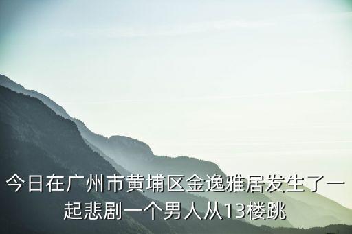 今日在廣州市黃埔區金逸雅居發生了一起悲劇一個男人從13樓跳