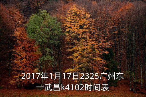 2017年1月17日2325廣州東一武昌k4102時間表
