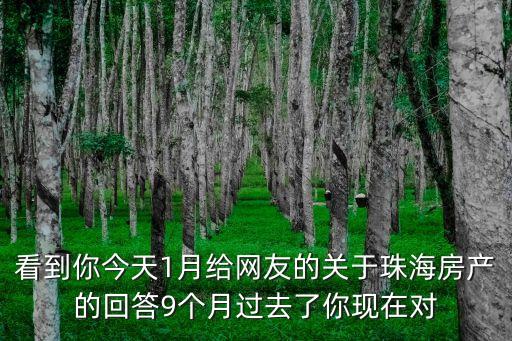 看到你今天1月給網友的關于珠海房產的回答9個月過去了你現在對