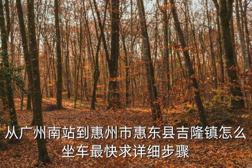 從廣州南站到惠州市惠東縣吉隆鎮怎么坐車最快求詳細步驟