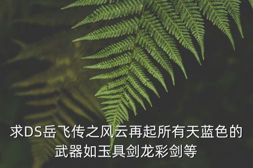 求DS岳飛傳之風云再起所有天藍色的武器如玉具劍龍彩劍等