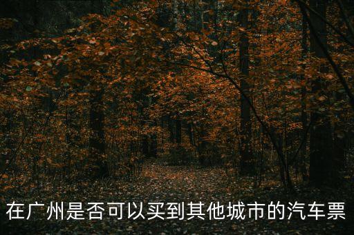 廣州去周邊城市可以嗎，在廣州是否可以買到其他城市的汽車票