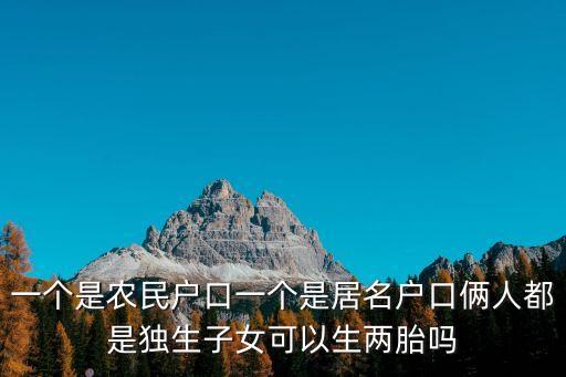 一個是農民戶口一個是居名戶口倆人都是獨生子女可以生兩胎嗎