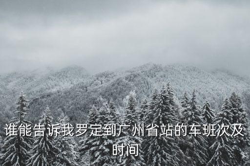 誰能告訴我羅定到廣州省站的車班次及時間