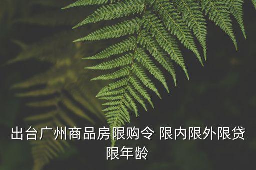出臺廣州商品房限購令 限內限外限貸限年齡