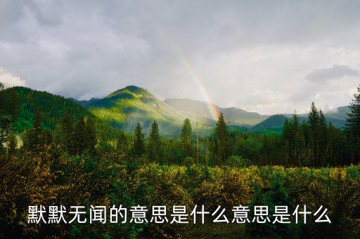 默默無聞的意思是什么意思是什么