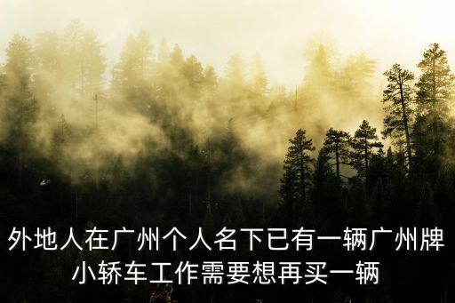 外地人在廣州個人名下已有一輛廣州牌小轎車工作需要想再買一輛