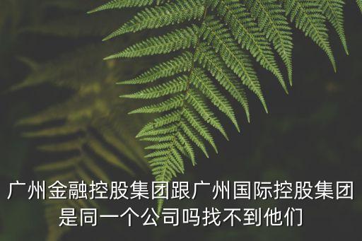 廣州金融控股集團跟廣州國際控股集團是同一個公司嗎找不到他們