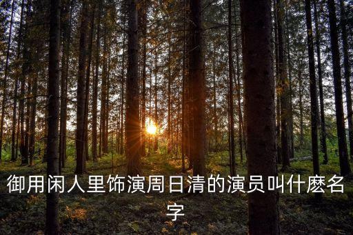 周日清，御用閑人里飾演周日清的演員叫什麼名字