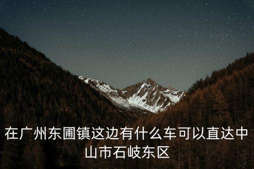 在廣州東圃鎮這邊有什么車可以直達中山市石岐東區