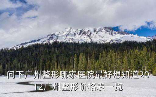 問下廣州整形哪家醫院最好想知道2012廣州整形價格表一覽