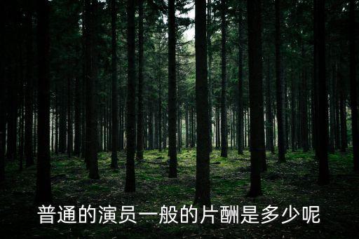 演員片酬，一個普通演員拍一場戲的片酬有多少