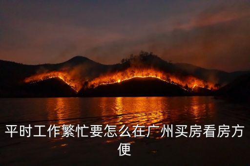 平時工作繁忙要怎么在廣州買房看房方便