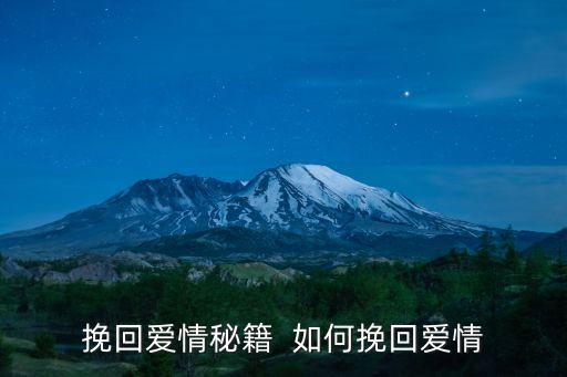 挽回愛情秘籍  如何挽回愛情