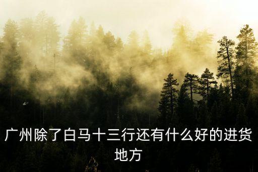 廣州批發質量好的，廣州除了白馬十三行還有什么好的進貨地方