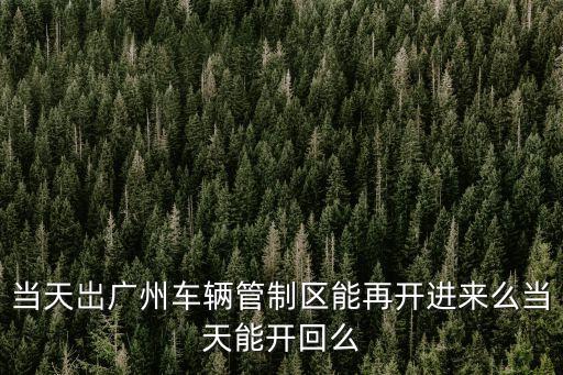 當天岀廣州車輛管制區能再開進來么當天能開回么