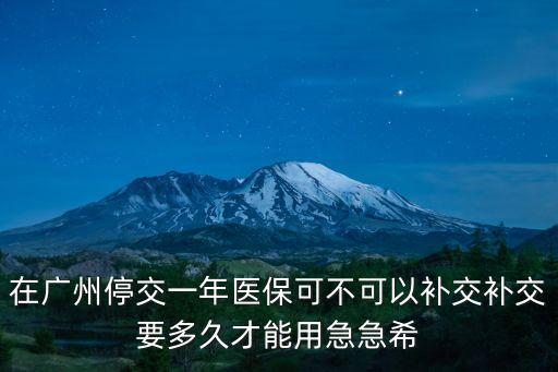 在廣州停交一年醫?？刹豢梢匝a交補交要多久才能用急急希