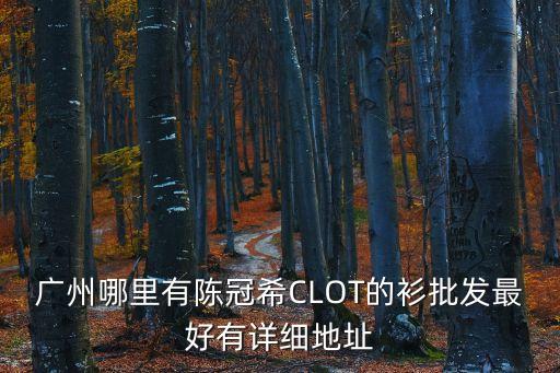 廣州哪里有陳冠希CLOT的衫批發(fā)最好有詳細(xì)地址
