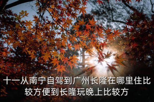 從南寧開車到廣州長隆，十一從南寧自駕到廣州長隆在哪里住比較方便到長隆玩晚上比較方