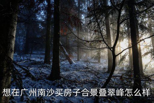 想在廣州南沙買房子合景疊翠峰怎么樣