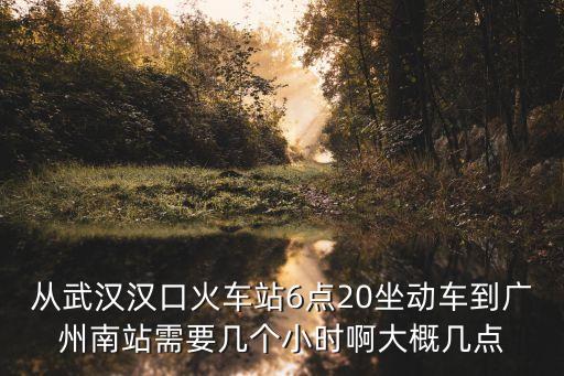 從武漢漢口火車站6點20坐動車到廣州南站需要幾個小時啊大概幾點