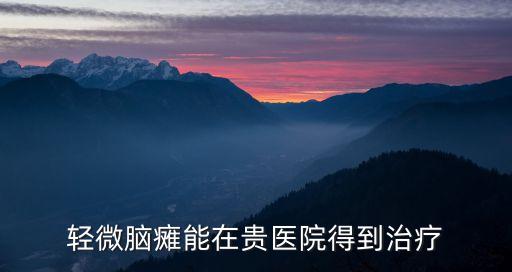 輕微腦癱能在貴醫院得到治療