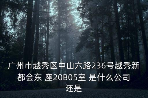 廣州市越秀區中山六路236號越秀新都會東 座20B05室 是什么公司還是