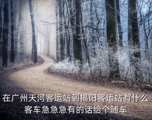 在廣州天河客運站到揭陽客運站有什么客車急急急有的話給個隨車