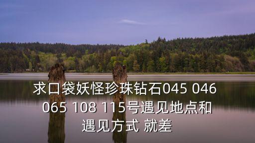 求口袋妖怪珍珠鉆石045 046 065 108 115號遇見地點和遇見方式 就差