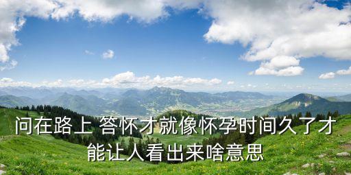 問在路上 答懷才就像懷孕時間久了才能讓人看出來啥意思