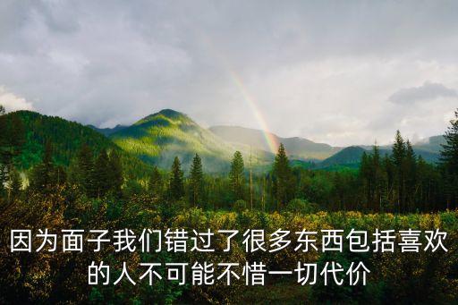 因為面子我們錯過了很多東西包括喜歡的人不可能不惜一切代價