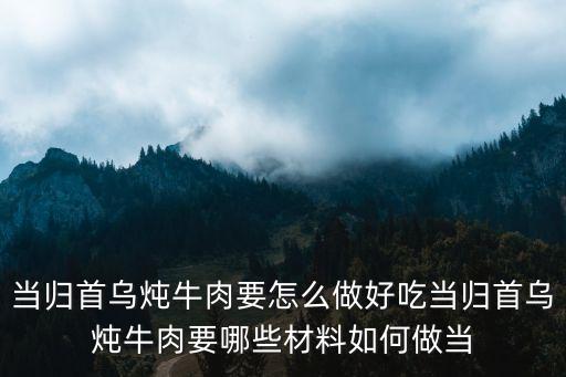 當歸牛肉湯的做法，當歸首烏燉牛肉要怎么做好吃當歸首烏燉牛肉要哪些材料如何做當