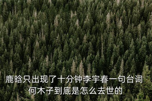 鹿晗只出現了十分鐘李宇春一句臺詞 何木子到底是怎么去世的