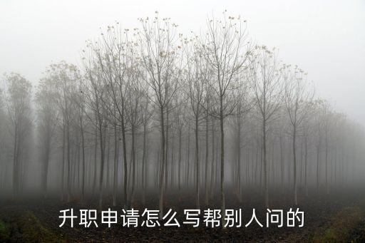 升職申請怎么寫幫別人問的