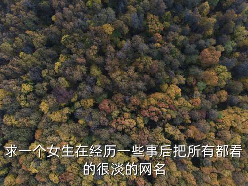 求一個女生在經歷一些事后把所有都看的很淡的網名
