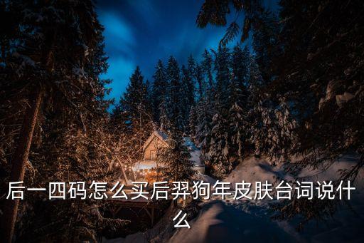 后一四碼怎么買后羿狗年皮膚臺詞說什么